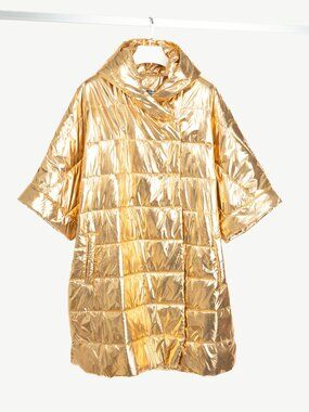 Ayrtight Gold Quilted Nylon Oversized Hooded Puffer
